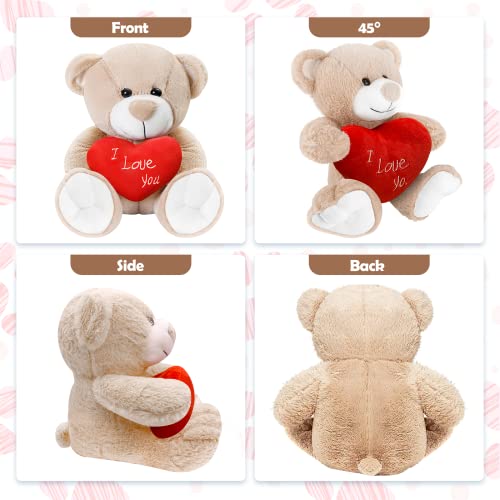 Vyusit Plush Teddy Bear Stuffed Animal, 9.84 Inch Teddy Bear With Red Heart, I Love You! Cute Soft Plush Toys For Valentine's Day Wedding Birthday Party #TOP2