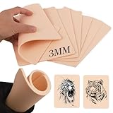 Rayyl 3MM Tattoo Fake Skin - 3Pcs Practice Fake Skin 3MM Thick Soft Silicone Double Sides 7.48x5.62