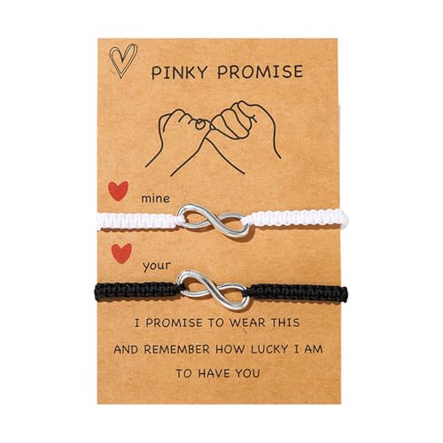 FDEETY Infinity Armband Set Unendlichkeit Symbol Freundschaftsarmband Paar Armbänder Geflochten Verstellbar Partnerarmbänder Schwarz Weiß