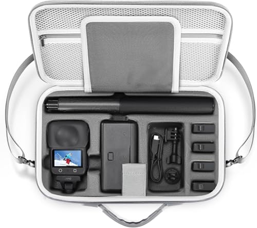 Image of LEQTRONIQ Travel Carrying Case for DJI Osmo 360 Camera and Accessories, PU Leather Hard Shell Bag with Customized Partitions, Shockproof Protection, Mesh Pocket, Shoulder Strap and Carry Handle