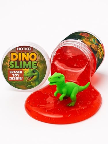 Image of HOTKEI Red 200 gm Slime with Dinosaur Eraser Toy Inside for Kids 3 to 10 Years Kit Set Art Slime Dino Toys for Birthday Return Gift Toys for Kids Boys Girls Birthday 9-12 Year