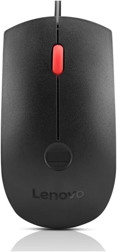 Lenovo Fingerprint Biometric USB Mouse Gen 2 - Optical - Cable - Black - USB Type A - 1600 dpi - Scroll Wheel - 3 Button(s) - Symmetrical