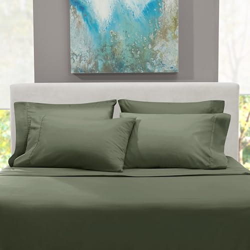 Draps queen size grand bonnet vert olive pour chambre zen - 8
