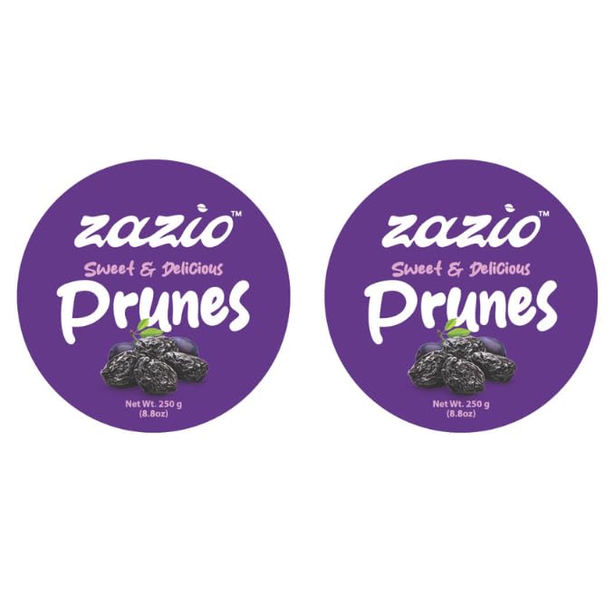 Image of Zazio Dried Prunes | RICH, SWEET & NATURALLY WHOLESOME PLUMS | Antioxidant Rich, Super Food, Dried Prunes, Pitted Prune | 250gm (Pack of 2)