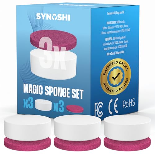 SYNOSHI PRO Electric Spin Scrubber Magic Melamine Sponge for Bathroom & Shower Cleaning Brush, Kitchen Brush Head For Power Scrubber - Set of 3 Magic Sponges