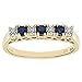 Price comparison product image Naava Women's Eternity Ring, 9 ct Yellow Gold Diamond and Sapphire Ring, Claw Set,Size V
