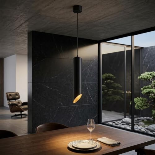 Image of DC VOLTAGE Black Cylinder Slim Ceiling Light GU10 Pendant Tube Drop Lamp