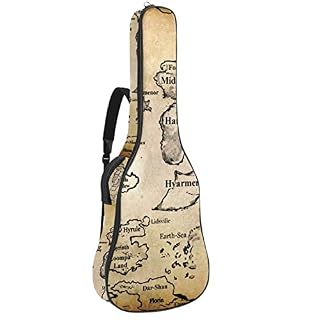 Hondank Housse de transport étanche pour guitare avec bandoulière réglable et broderie, phare, bateau, vagues… - Les Beatles, Paul McCartney, John Lennon, RIngo Starr, George Harrison