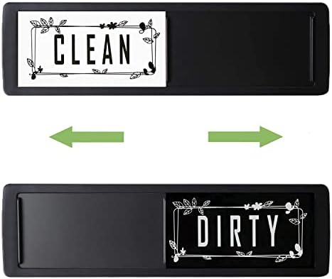 Dishwasher Magnet Clean Dirty Sign Indicator, Lissaberg Kitchen Dish Washer Refrigerator Magnet, Upgrade Strong Magnet with Stickers for Kitchen Organization and Storage Black White (Black)