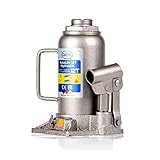 Vorteile: Öl lässt sich nachfüllen, Zylinder kann entlüftet werden, sehr lange Standzeit, inkl. steckbarem Hebel aus Stahl mit Gummi-Griff und Transport-Griff am Zylinder