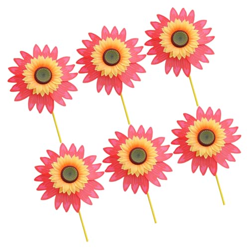 Molinos de viento de girasol, protección para pájaros, ruedas de pinwheels para bodas, decoración de césped, juguetes de mano, balcón, jardín, terraza, decoración, 6 unidades, decoración de patio al