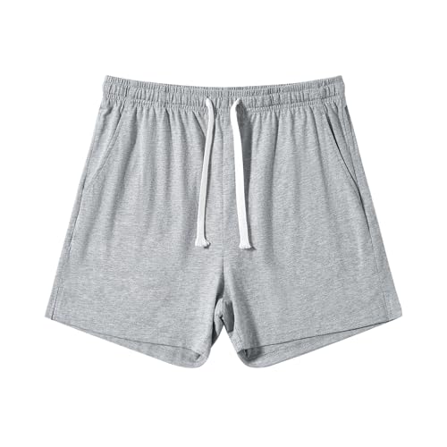 Image of AMY COULEE Mens Lounge Shorts 4 inch Pajama Lightweight Cotton Sleep Bottoms with Pockets