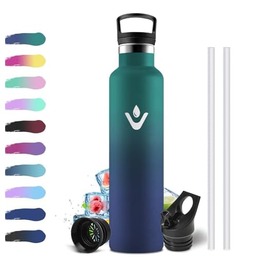 Botella Acero Inoxidable 1 Litro, Cantimplora Termica con Pajita, Botella Térmica con Aislamiento de Doble Pared, sin BPA, Fácil de Limpiar, Termo para Niños & Adultos, Deporte, Bicicleta, Viajes