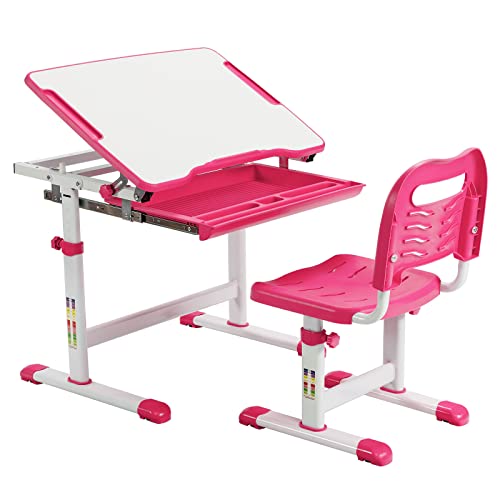 DREAMADE Ensemble Bureau et Chaise Enfant 4 Ans+ avec Hauteur