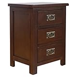 AERATI Mesa de madera de nogal de roble con diseño de 3 drawers, 56 cm, color nogal