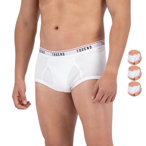La Mejor Lista de Trusa Blanca los 10 mejores. 40 Trueno Trusa Algodón Calzoncillos para Caballero Paquete 3 Piezas (MX/US, Alfa, Mediano, Regular, Regular, 3, Blanco)