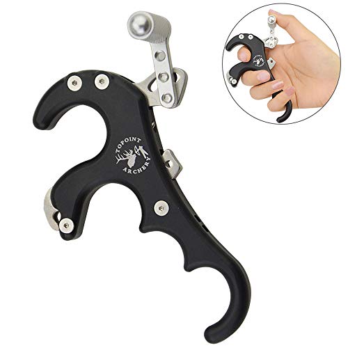 ZSHJG Arco Compuesto Release Aid Desencadenar Tiro al Arco 4 Dedos Liberar Ayuda Grip Caliper Liberación Accesorios para la Caza al Aire Libre (Negro)