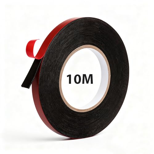 Sariputa Ruban adhésif double face - 10 m x 10 mm x 1 mm - Extra fort - Étanche - Multifonction - Pour mur et bandes - Décoration de voiture, maison, bureau