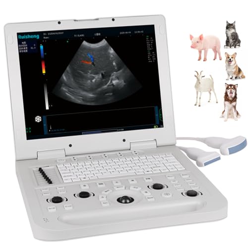 RUISHENG CU3 Veterinary Color Doppler Ultrasound, Dual Probe, Waterproof, 10.5lbs Portable 6000mAh Battery for Livestock Pets Farm Field Pregnancy & Disease Detection (Convex & Linear Array Probes)