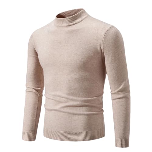 Solid Color Casual Simple Half High Collar Slim Fit Multicolor Stretch Men's Sweater