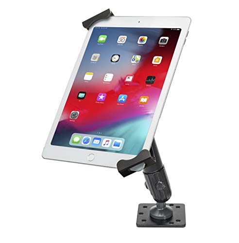 Tabletop Wall Mount – CTA Multi-Mount Carbon Fiber Support Arm for 7-14-inch Tablets for iPad 7th 8th 9th Gen 10.2”, iPad Pro 12.9”, Surface Pro 4, Galaxy Tab S3, & More (AUT-VDM) – Silver