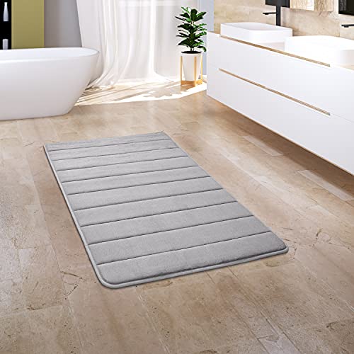Paco Home Tappeto Bagno Tappetino Da Bagno Tappeto Doccia Morbido Memory Foam Effetto 3D Lavabile, Dimensione:60x100 cm, Colore:Grigio