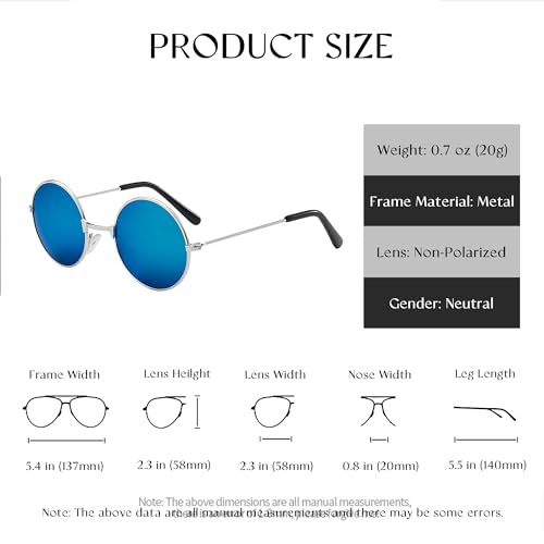 Round Sunglasses For Men Women Retro Metal Hippie Circle Eyeglasses Clear Lens Vintage Accessories UV Protection3