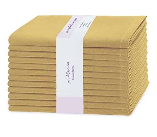 Purpleessences Set Of 12 Cloth Dinner Napkins 100% Cotton 18X18 - Durable Washable - Ideal For Farmhouse Party Wedding Christmas Easter - Perfect Everyday Use Table Linen Cloth Napkins - Beige #TOP11
