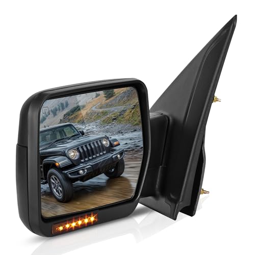 DWVO Left Driver Side Mirror fit 07-14 Ford F-150 series truck, Left Driver Side Mirror with Power Adjustable Heated Folding LED Turn Signal Black
