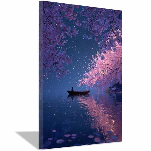 Peinture murale sur toile violette 40x60cm tableau paysage de mer moderne encadré pour salon