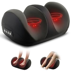 Foot Massager with Heat, Shiatsu Kneading Foot and Calf Electric Massager Machine with Roller, Massage Feet/Arm/Calf/Ankle for Relax, Plantar Fasciitis, Pain Relief, Gifts for Women & Men, Black