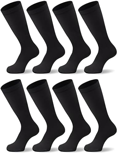Duufin 8 Pairs Boys Baseball Socks Football Softball Soccer Sock Knee-High Athletic Socks for Youth Boys and Girls Age 10-15,Black