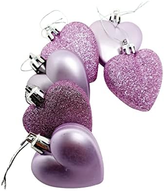 6 Blush Dusty Pink Heart Shaped Bauble Hearts Christmas Baby Pink Ornament Hanging Tree Decorations Glitter Matt