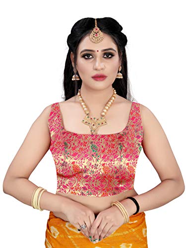 Image of Vihu Fashion Plain Sleeveless Pattern Readymade Blouse U Neck Choli