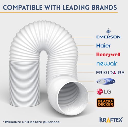 Portable Air Conditioner Hose - AC Hose with 5" Diameter, Clockwise Thread & Length up to 80" - Exhaust Hose for Portable Air Conditioner Vent Compatible with Delonghi & LG Air Conditioner Parts - Thumbnail 2