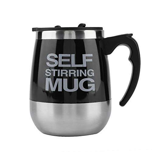 Tyenaza Taza Batidora, taza Auto de Agitación, Tazas de Café con Agitación de Autocalentamiento, Vaso Mezclador Automático Magnético de Acero Inoxidable (Negro)