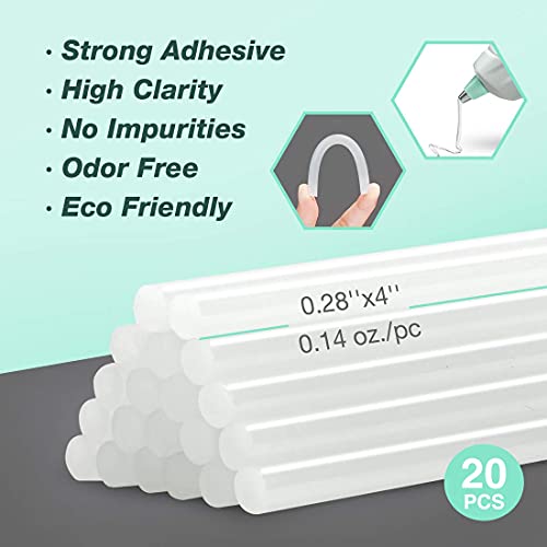 HAUSHOF Mini Hot Glue Gun Kit with Hot Glue Sticks (20-Piece), for Home Decoration & Crafts & Quick Repairs, 20W, 120V - Image 3