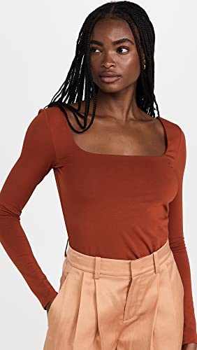 Vince Women\'s L/S Square Nk, Rust Amber, Large