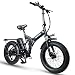 Bicicletta Elettrica Pieghevole Fat Tire 20"* 4" Con Batteria 48V15Ah, Bicicletta Da Montagna Da Città A Lungo Raggio,Ad alta potenza