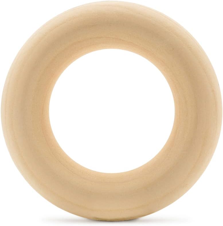Wood Rings for Crafts 1-3/4 Inch, Pack of 50 Unfinished Wooden Rings for Macrame and Jewelry-Making, by Woodpeckers