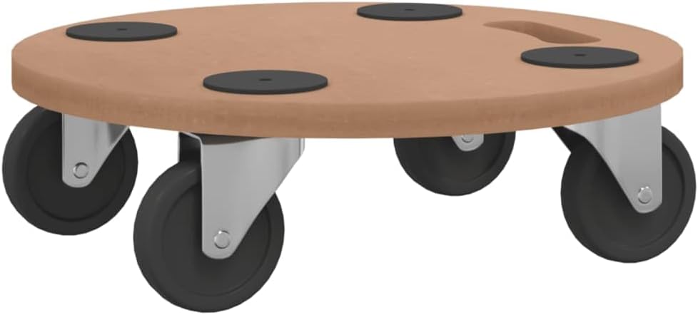 vidaXL Round Engineered Wood Dolly Trolley