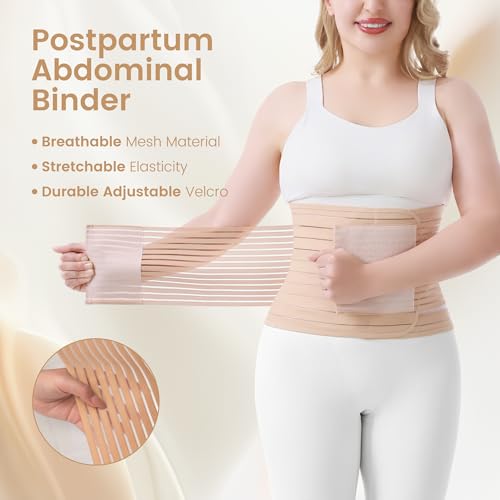 Trendyline Postpartum Belly Bande pour les femmes: Binder Abdominal pour la récupération de la section C après chirurgie Compression de réduire l'hauteur Diastasis Recti réparation - Léger Ajustable Après la Naissance Enveloppe Belly