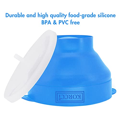 Image of The Original Korcci Microwaveable Silicone Popcorn Popper, Microwave Popcorn Popper, Collapsible Microwave Popcorn Maker Bowl, No Oil Required, Use In Microwave, Dishwasher Safe (Light Blue)