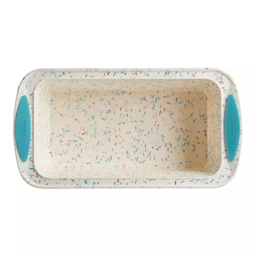 Trudeau Structure Silicone Loaf Pan with Steel Rim, 8.5 x 4.5, Nonstick Bakeware, White Confetti with Blue Base, BPA-Free, Oven Safe to 428°F, Dishwasher Safe by Trudeau - Image 2