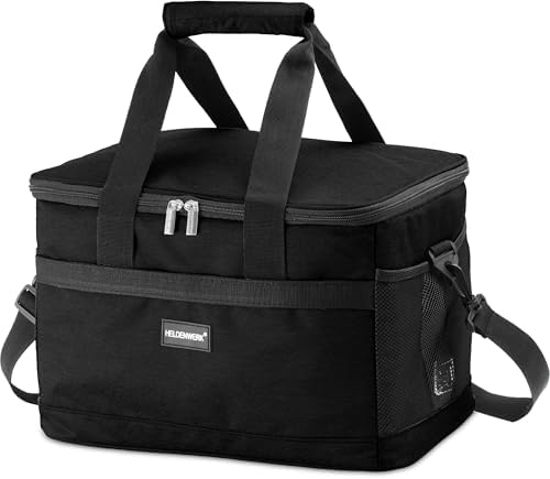 HELDENWERK® Kühltasche groß faltbar bis zu 12h Kühlleistung auslaufsicher | Kühlbox wasserdicht, Lebensmittelecht, Robuste Unterseite, 7 Fächer, Mit Flaschenöffner, Verstärkter Bod