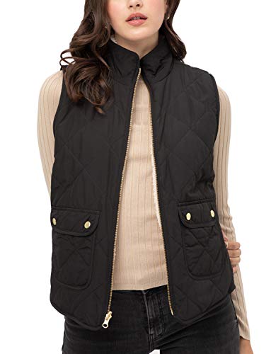 NE PEOPLE Women’s Quilted Vest – Reversible Lightweight Sleeveless Full Zip Up Faux Fur Lining Gilet Jacket with Pockets