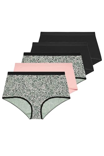 Yours 5 Pack Curve Black & Green Animal Print Full Briefs - Women's - Plus Size Curve