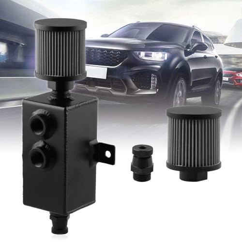 RYANSTAR Oil Catch Can baffled Tank with Breather & Drain Tap 1L (1000 ml) Baffled Reservoir Tank Aluminum Black