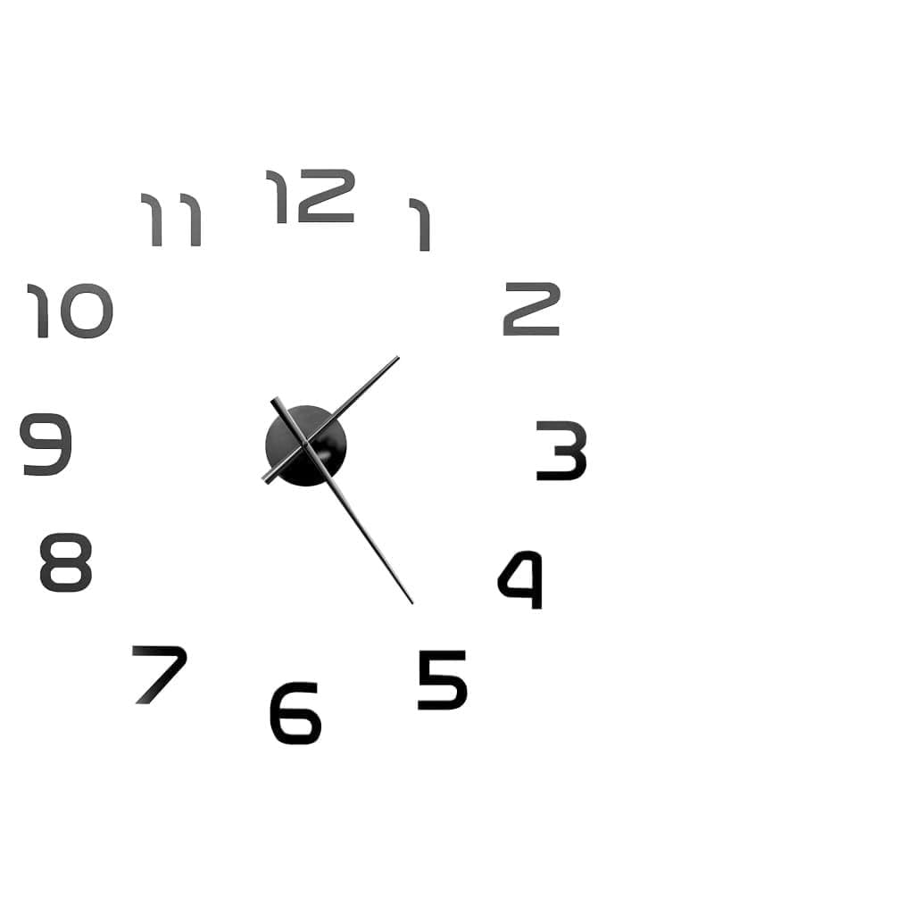 Reloj de pared 3D, diseño moderno, color negro brillante, material EVA, 100 cm, tamaño XXL, silencioso, analógico, salón, cocina, oficina, decoración