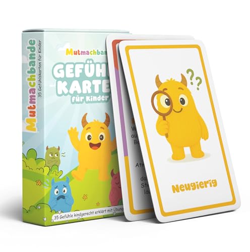 Gefühlskarten Kinder - 35 Emotionen Karten zum Gefühle benennen & verstehen | Gefühlsmonster I Emotionskarten I Emotionale Intelligenz fördern | Mutmachbande